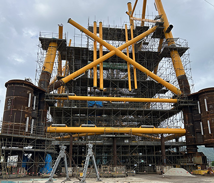 Offshore wind structure being being in the fabrication yard,