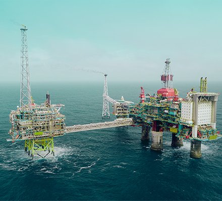 Offshore oil platforms in the Sleipner field.