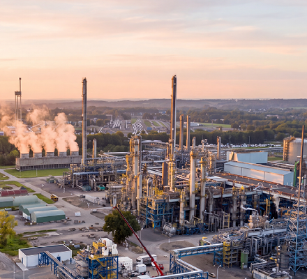 Oil refinery and petrochemical plant.