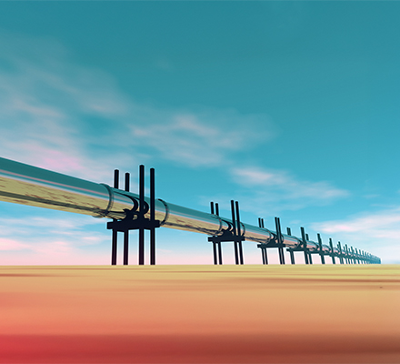 Long steel above ground pipeline.