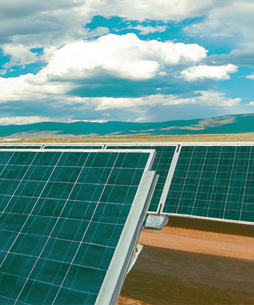 Long rows of solar panels.