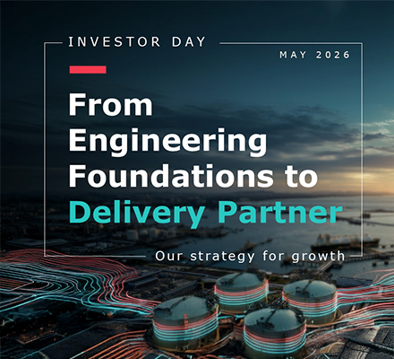 Front cover of Investor Day 2026 presentation: From engineering foundations to delivery partner.