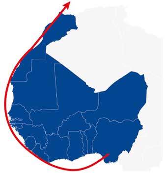 Map showing location of the natural gas pipeline.